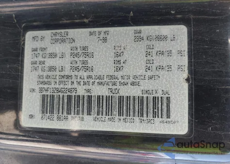 1998 Dodge Ram 1500 St from USA, damaged, VIN 3B7HF13Z8WG224879